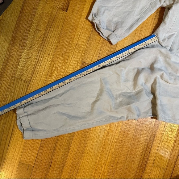 Calvin Klein Size 12 Linen Blend Cuffed Beige Crop Pants(b4 - Picture 8 of 9